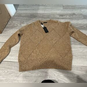 Saks Fifth Avenue Camel Knit Diamond Sweater